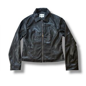 Vigoss | Black Faux Leather Edgy Goth Grunge Biker Zip Up Jacket